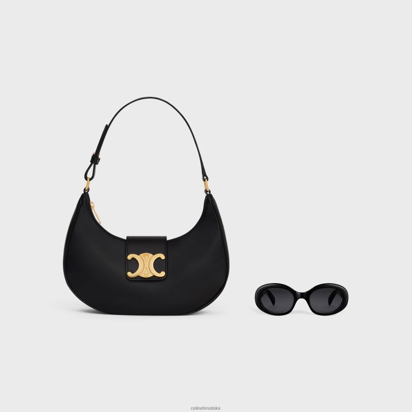 CELINE žene srednja torba ava triomphe od glatke teleće kože 3WED6153 pribor crno