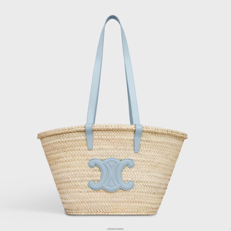 CELINE žene srednji klasični panier od palminog lišća i teleće kože 3WED625 pribor svjetloplavo