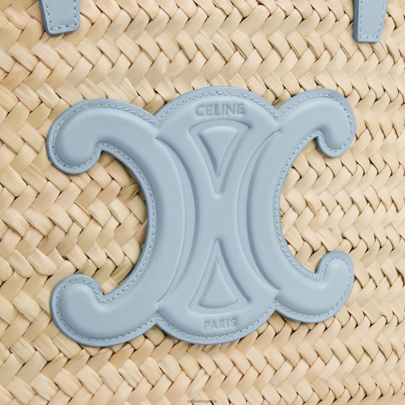 CELINE žene srednji klasični panier od palminog lišća i teleće kože 3WED625 pribor svjetloplavo