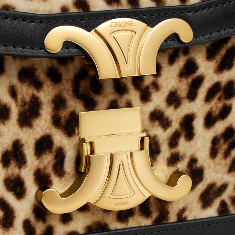 CELINE žene tinejdžerska trijumfalna torba od baršuna s printom 3WED6104 pribor leopard