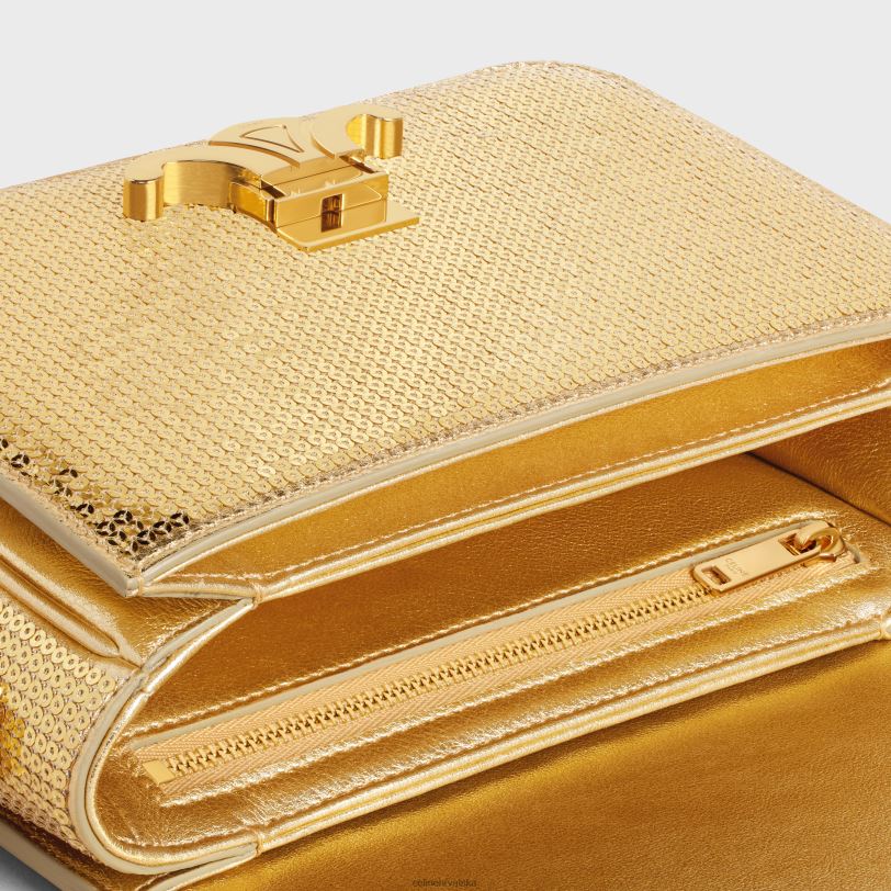 CELINE žene tinejdžerska trijumfalna torba od šljokica i teleće kože 3WED6103 pribor zlato