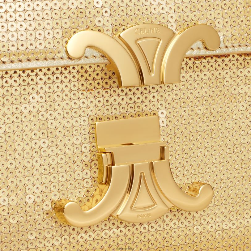 CELINE žene tinejdžerska trijumfalna torba od šljokica i teleće kože 3WED6103 pribor zlato