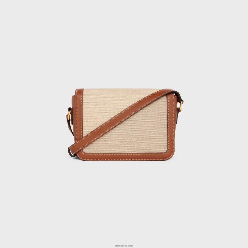CELINE žene tinejdžerska trijumfalna torba od tekstila i teleće kože 3WED6108 pribor prirodan/tan