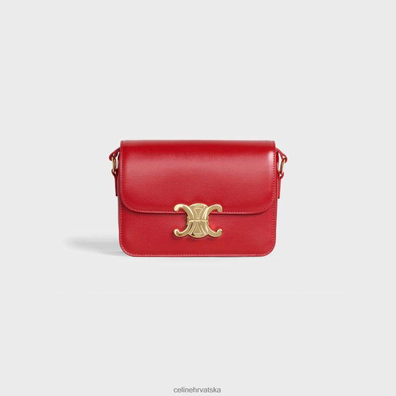 CELINE žene tinejdžerska triomphe torba od sjajne teleće kože 3WED6101 pribor Crvena