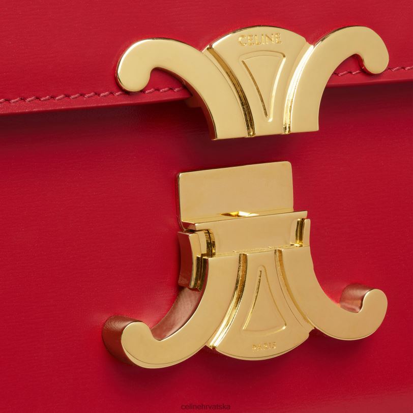 CELINE žene tinejdžerska triomphe torba od sjajne teleće kože 3WED6101 pribor Crvena