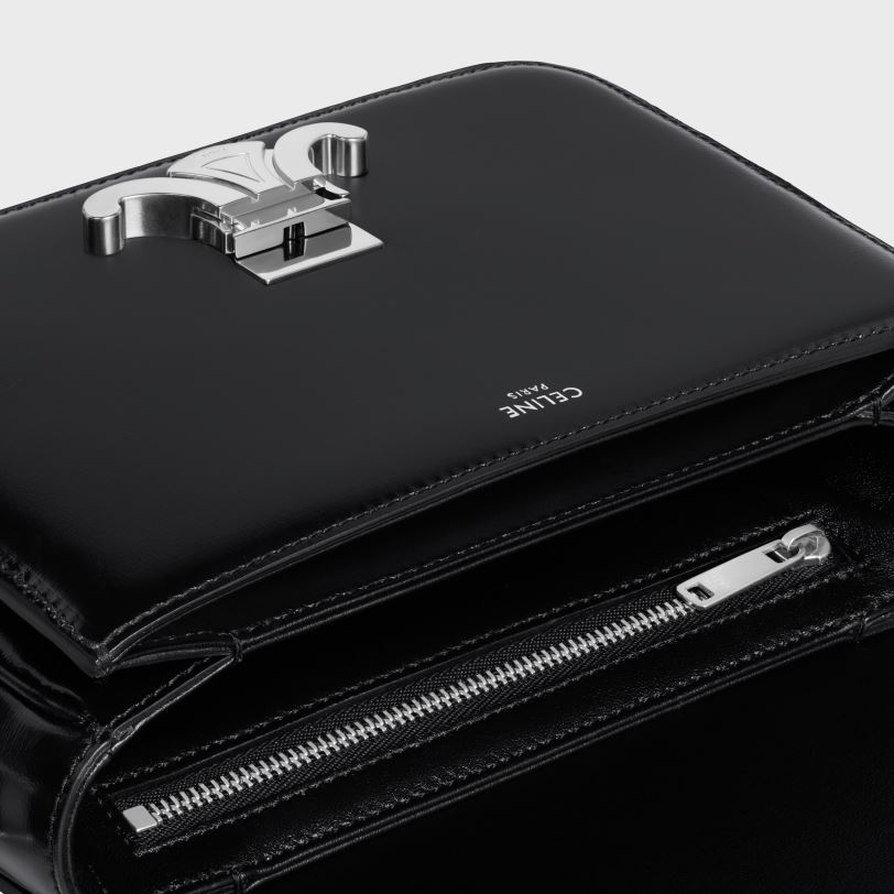 CELINE žene tinejdžerska triomphe torba od sjajne teleće kože 3WED6105 pribor crno