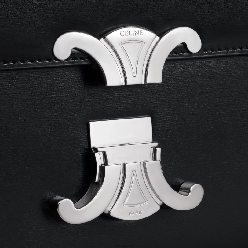 CELINE žene tinejdžerska triomphe torba od sjajne teleće kože 3WED6105 pribor crno