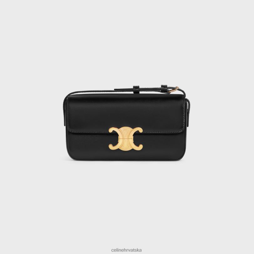 CELINE žene torba za rame claude od sjajne teleće kože 3WED6190 pribor crno