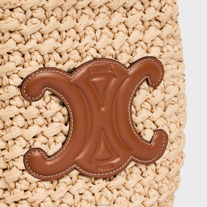 CELINE žene uzica za tinejdžere od rafije i teleće kože 3WED6298 pribor prirodan/tan