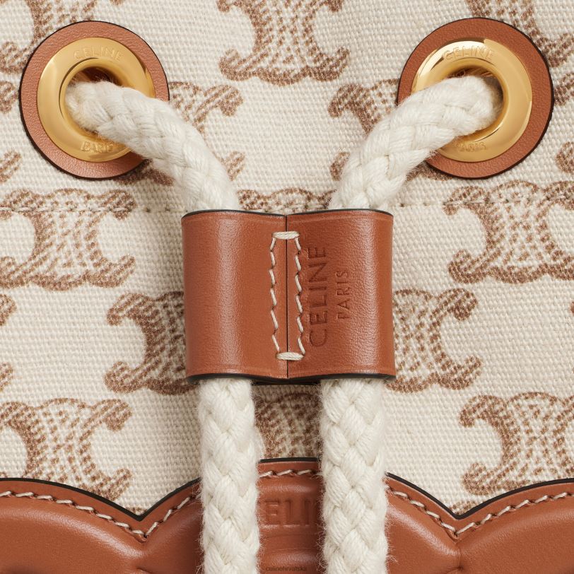 CELINE žene uzica za tinejdžere od tekstila s triomphe printom na platnu i telećom kožom 3WED682 pribor bijela