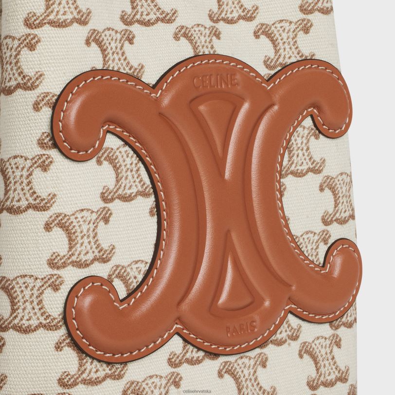 CELINE žene uzica za tinejdžere od tekstila s triomphe printom na platnu i telećom kožom 3WED682 pribor bijela