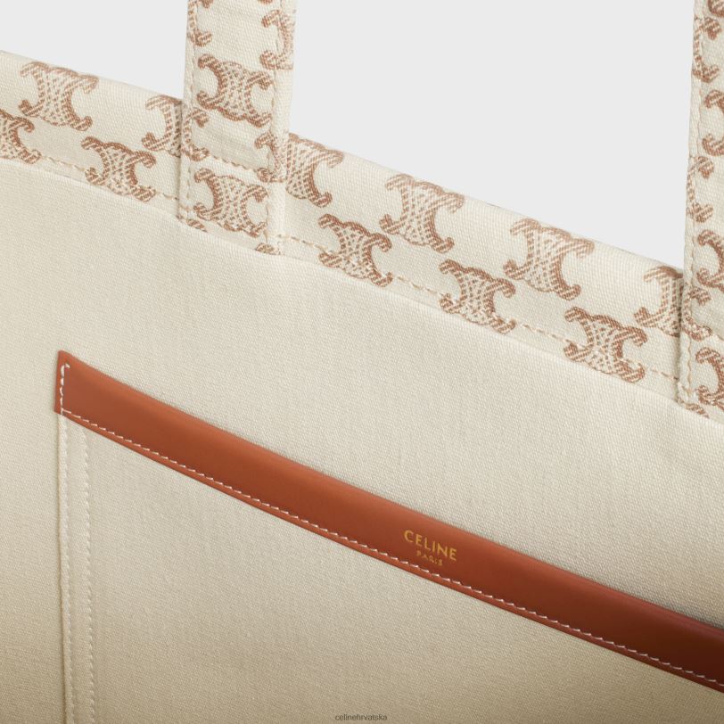 CELINE žene veliki cabas thais od tekstila s triomphe printom na platnu i telećom kožom 3WED6245 pribor bijela
