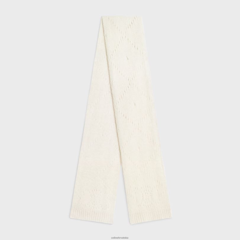 CELINE žene šal od pointelle od fair isle alpaca vune 3WED61175 pribor prljavo bijelo