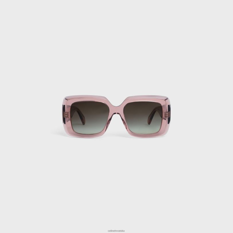 CELINE žene kvadratne s263 sunčane naočale u acetatu 3WED61152 pribor prozirna ruža karamela