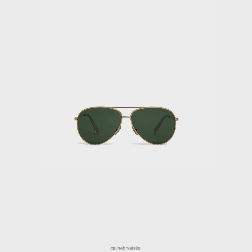 CELINE žene metalni okvir 02 sunčane naočale od metala s lećama od mineralnog stakla 3WED61124 pribor zlatno/zeleno