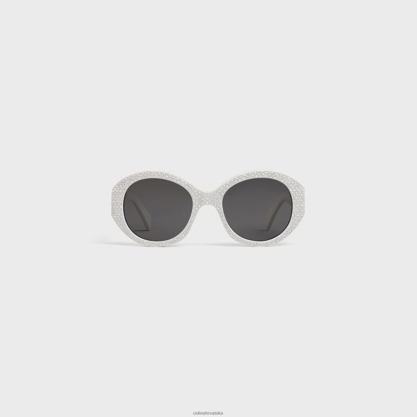 CELINE žene okrugle s240 sunčane naočale od acetata s kristalima 3WED61142 pribor bijela